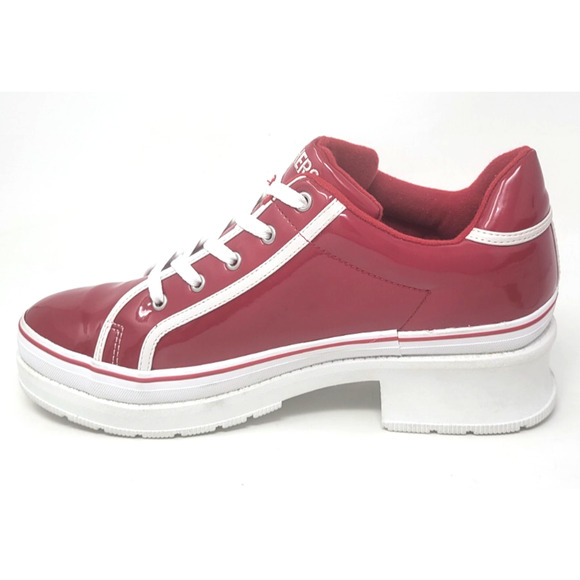 Skechers Heartbeats Y2K Chunky Heel Platform Sneakers Red Women's 10 74362 - Picture 3 of 10